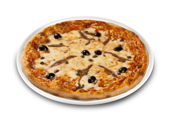 Tomate, fromage, anchois, c�pres, olives.