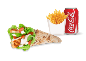 Cr�me fra�che, escalope, boursin  
+ Pain maison ou tortilla  
+ Frites  
+ 1 Boisson 33cl au choix.
