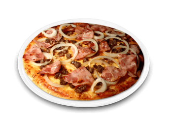 Sauce barbecue, fromage, jambon, viande hach�e.