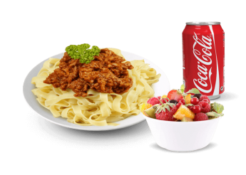 1 Plat de p�te au choix 
+ 1 Dessert au choix 
+ 1 Boisson 33cl au choix