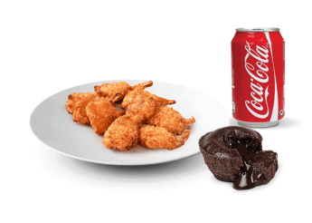 8 Wings ou 8 nuggets 
+ 1 Dessert au choix  
+ 1 Boisson 33cl au choix