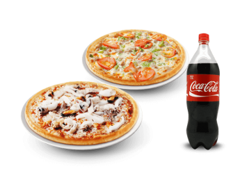 2 Pizzas grande au choix 
+ 1 Maxi coca cola 1.5l.