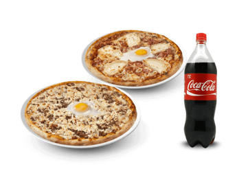 2 Pizzas moyenne au choix 
+ 1 Maxi coca cola 1.5l.