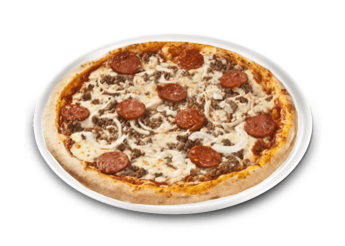 Tomate, fromage, viande hach�e, oignons, chorizo.