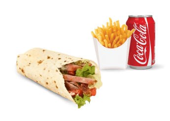 2 Steaks, bacon, oeuf, fromage  
+ Pain maison ou tortilla  
+ Frites  
+ 1 Boisson 33cl au choix.
