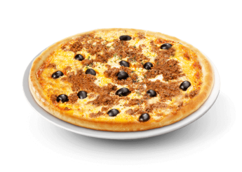 Tomate, fromage, viande hach�e, cheddar, olives.